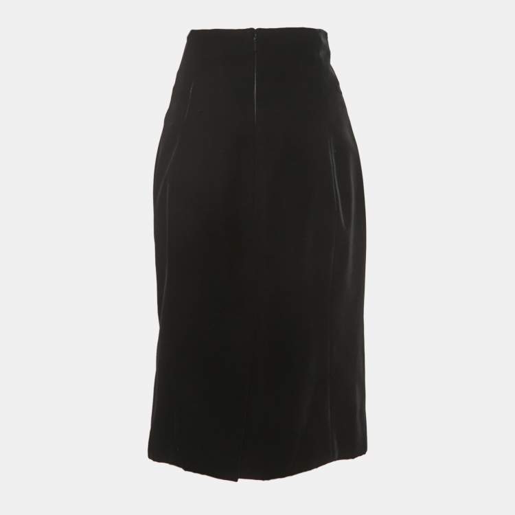 Womens black velvet outlet pencil skirt