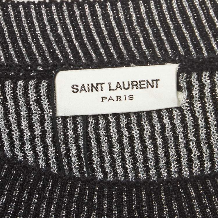 Pre Owned Saint Laurent Black/Metallic Femme Fatale Wool Blend Sweater L