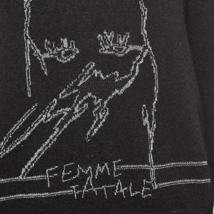 Pre Owned Saint Laurent Black/Metallic Femme Fatale Wool Blend Sweater L