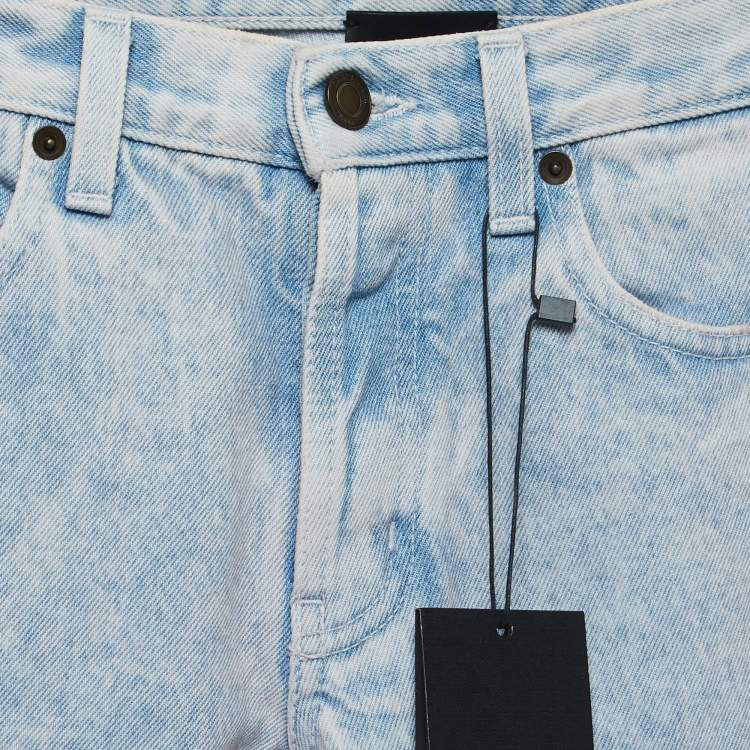 Pre Owned Saint Laurent Paris Blue In Marble Pink Denim Low Waist Jeans M Waist 27''