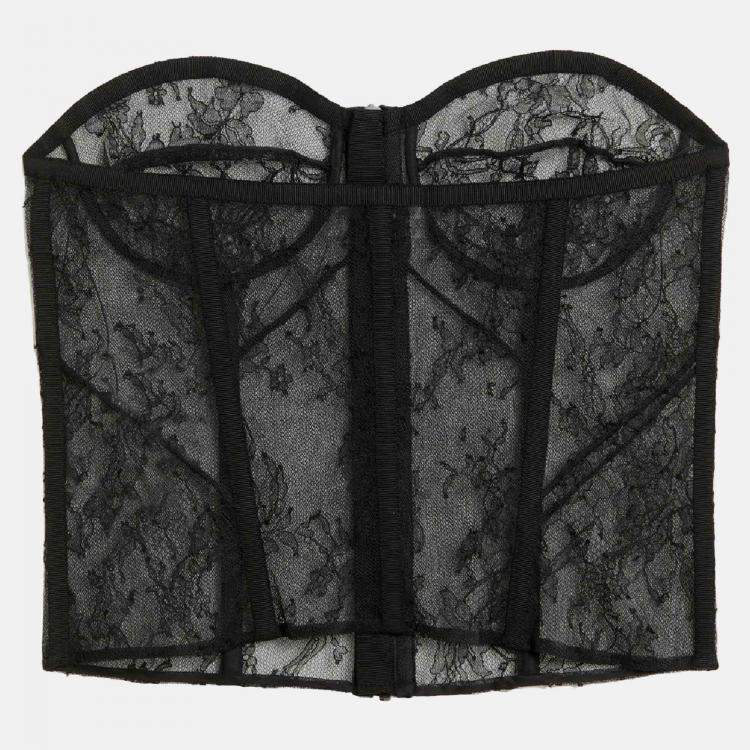 Pre Owned Saint Laurent Paris Black Lace Strapless Corset L (FR 40) 