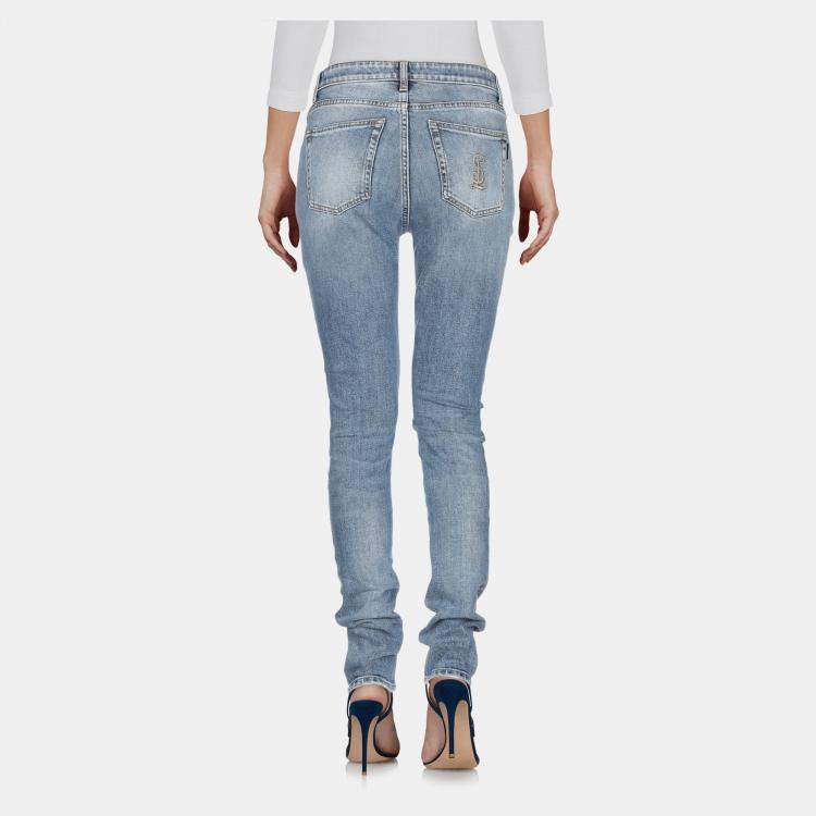 Pre Owned Saint Laurent Blue Denim Skinny Leg Jeans M Waist 28"