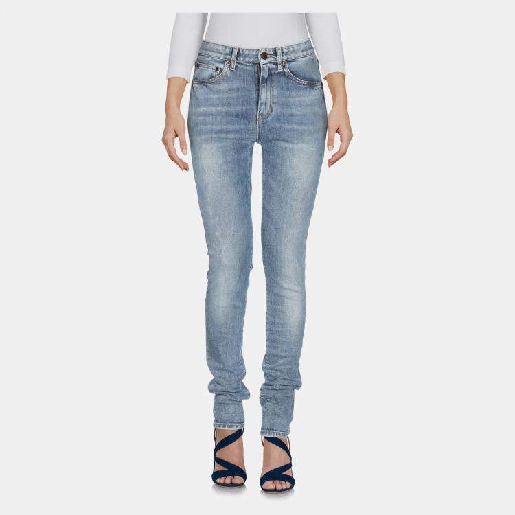Pre Owned Saint Laurent Blue Denim Skinny Leg Jeans M Waist 28"