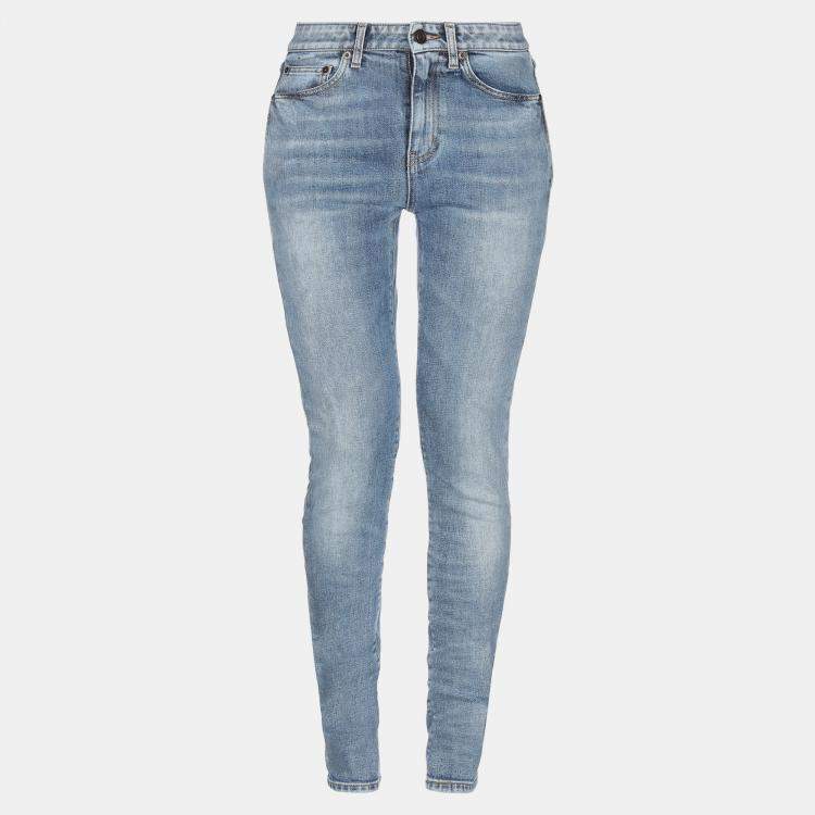 Pre Owned Saint Laurent Blue Denim Skinny Leg Jeans M Waist 28"