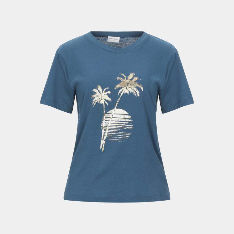Pre Owned Saint Laurent Blue Jersey T-Shirt S