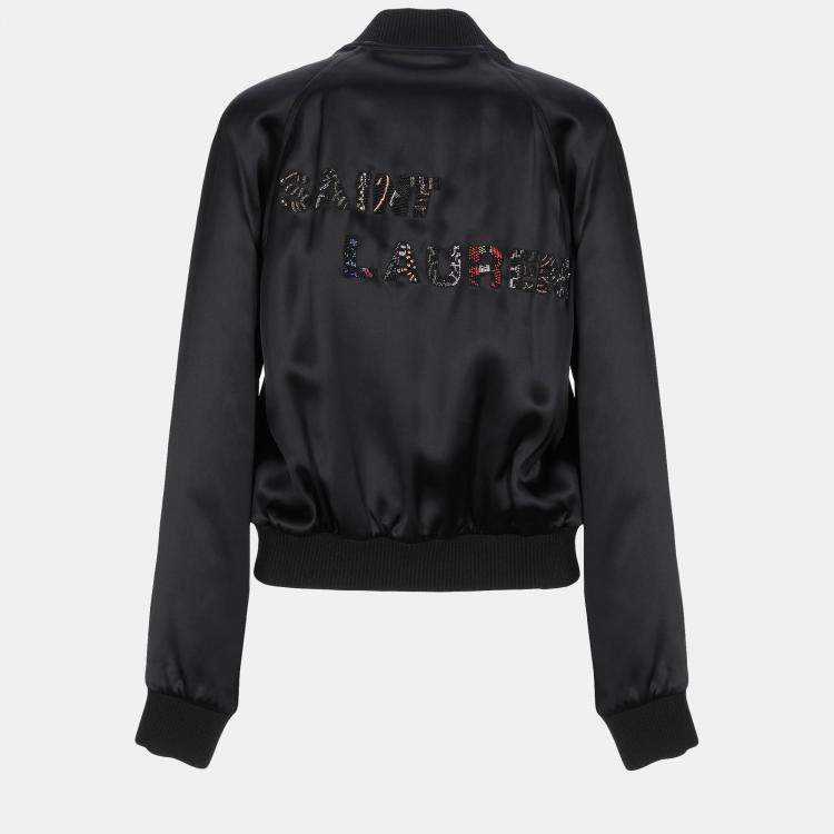 Pre Owned Saint Laurent Paris Black Satin Embellished Jacket M (FR 40)