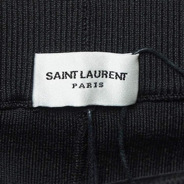 Pre Owned Saint Laurent Black Ribbed Stretch-Knit Shorts S