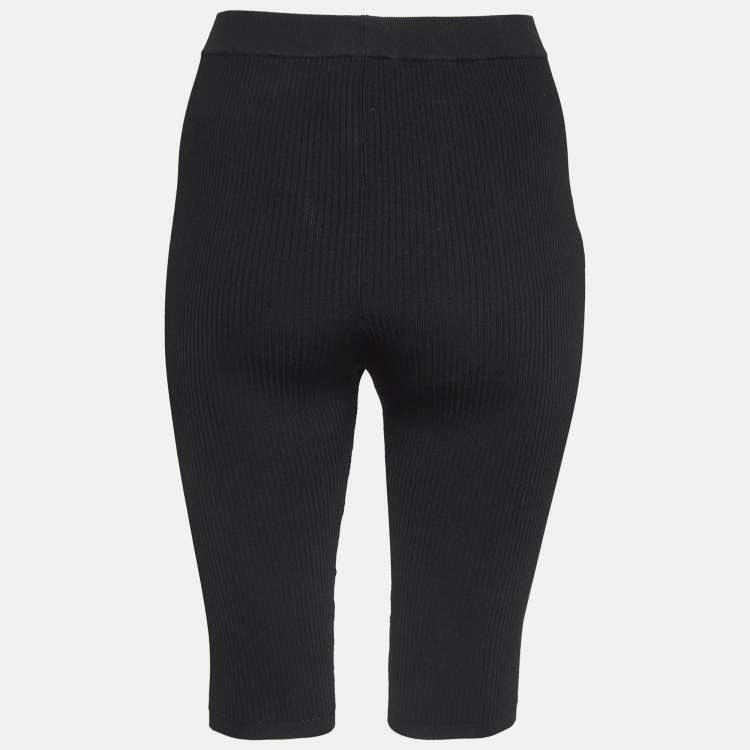 Pre Owned Saint Laurent Black Ribbed Stretch-Knit Shorts S