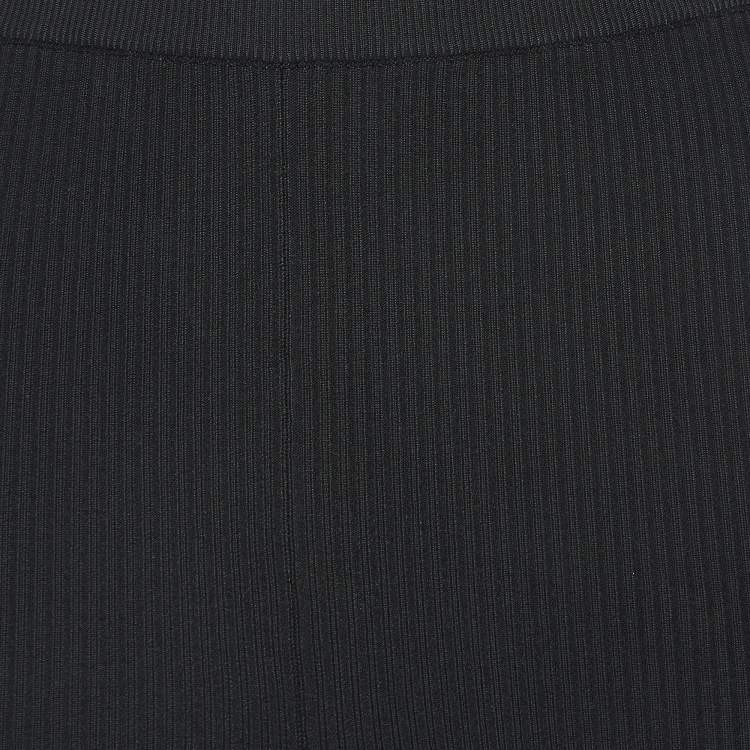 Pre Owned Saint Laurent Black Ribbed Stretch-Knit Shorts S