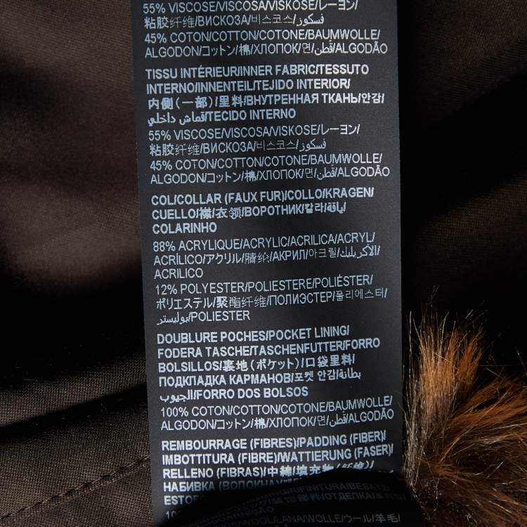 Pre Owned   Saint Laurent Paris Brown Faux Fur Trim Satin Padded Bomber Jacket S