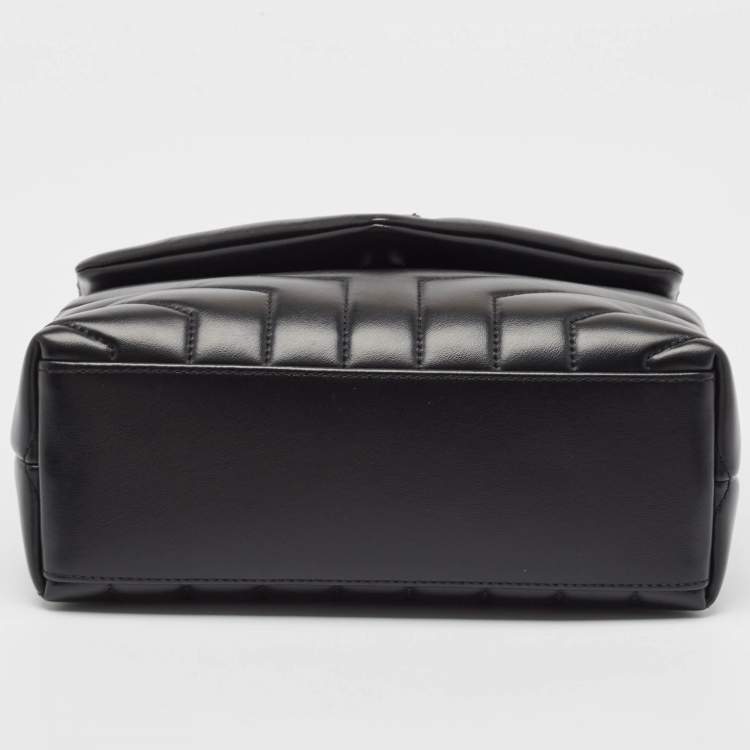 Pre Owned Saint Laurent Black Leather Small Loulou Shoulder Bag