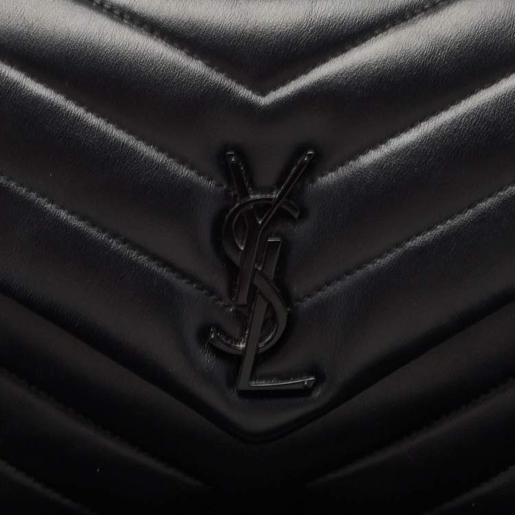 Pre Owned Saint Laurent Black Leather Small Loulou Shoulder Bag