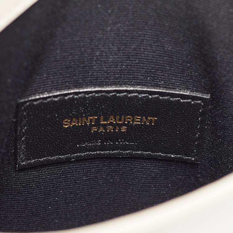 Pre Owned Saint Laurent Off White Leather Small Pouch 