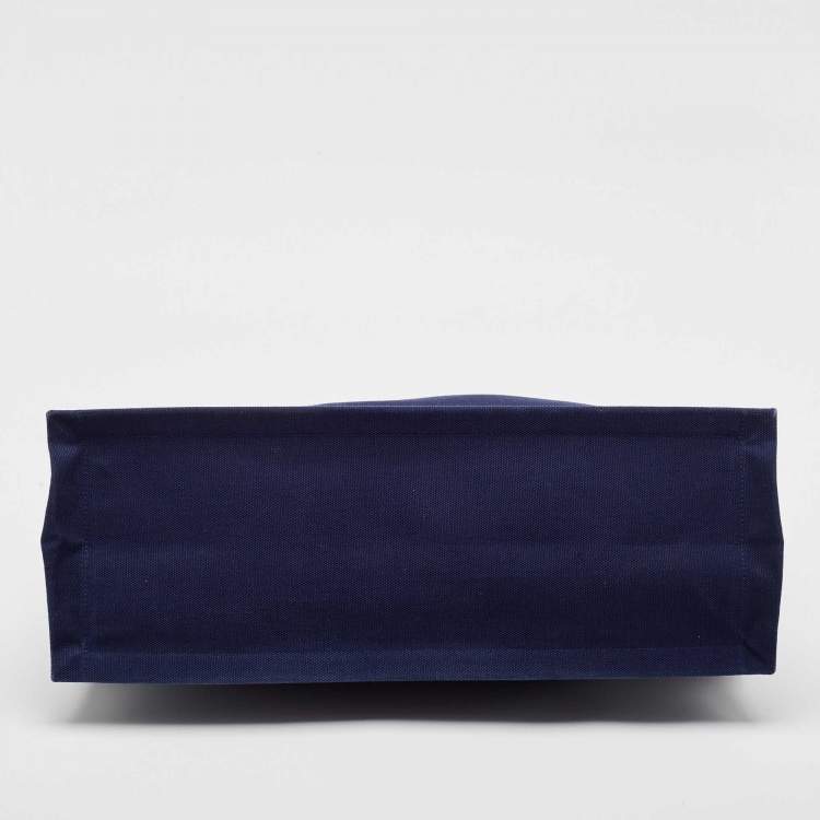 Pre Owned Saint Laurent Navy Blue Canvas Large Rive Gauche Tote