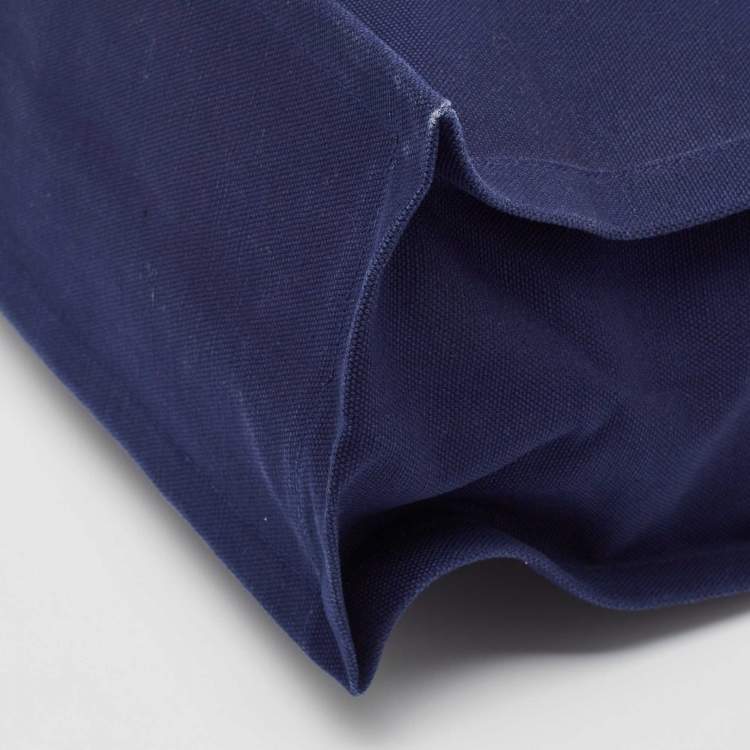 Pre Owned Saint Laurent Navy Blue Canvas Large Rive Gauche Tote