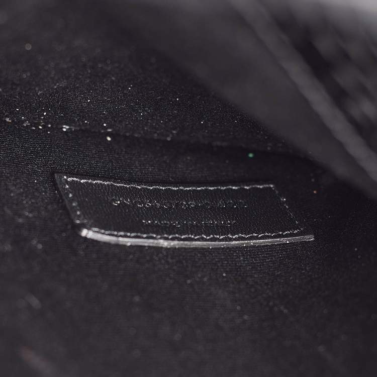 Pre Owned Saint Laurent Black Croc Embossed Leather Uptown Clutch