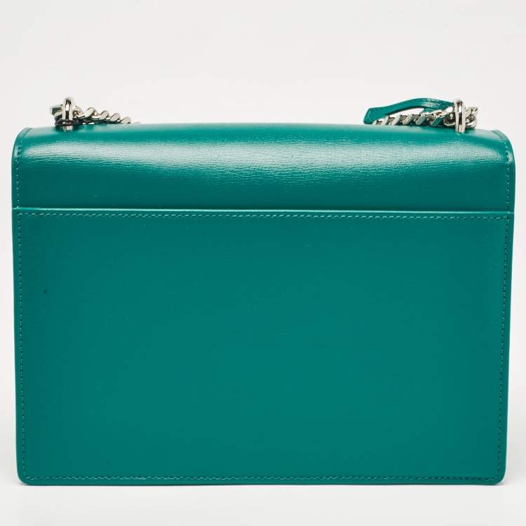 Pre Owned Saint Laurent Green Leather Medium Sunset Shoulder Bag