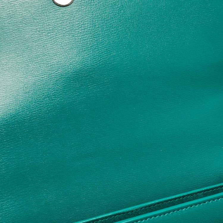 Pre Owned Saint Laurent Green Leather Medium Sunset Shoulder Bag
