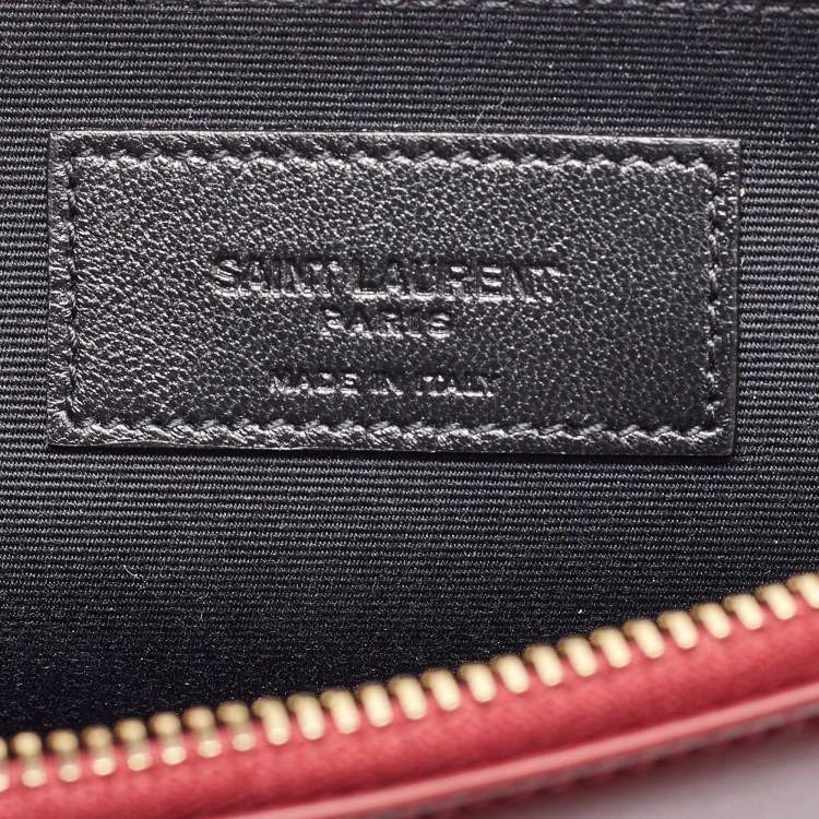 مملوكة مسبقًا Saint Laurent Red Leather Zip Pouch Clutch
