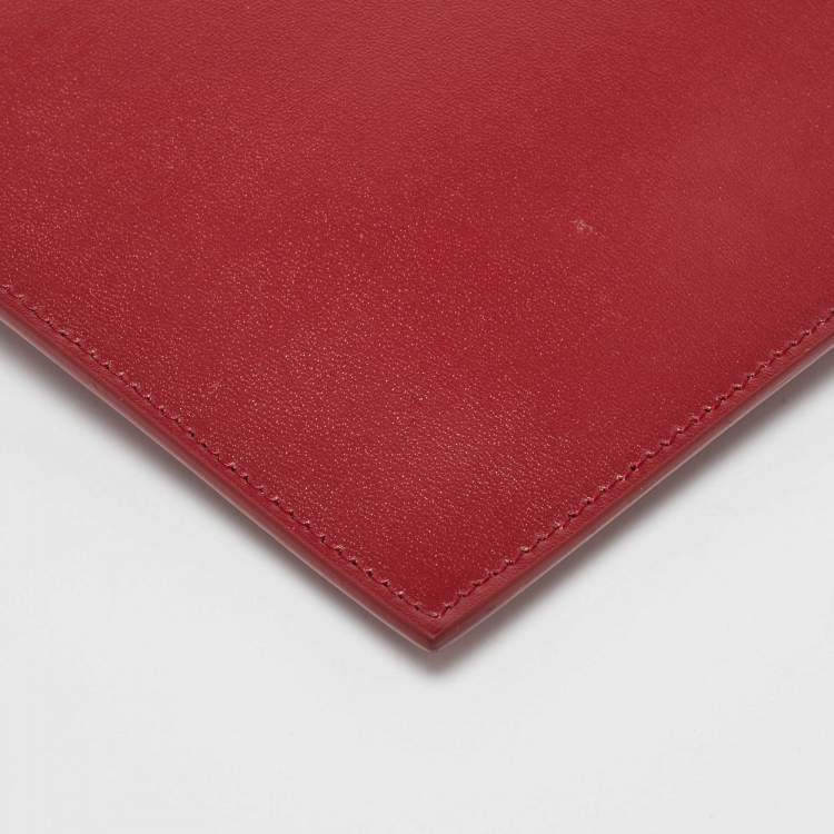 مملوكة مسبقًا Saint Laurent Red Leather Zip Pouch Clutch