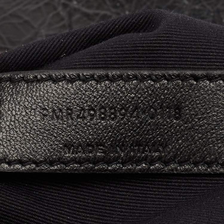 Pre Owned Saint Laurent Black Crinkled Leather Medium Niki Shoulder Bag
