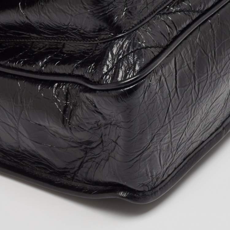 Pre Owned Saint Laurent Black Crinkled Leather Medium Niki Shoulder Bag