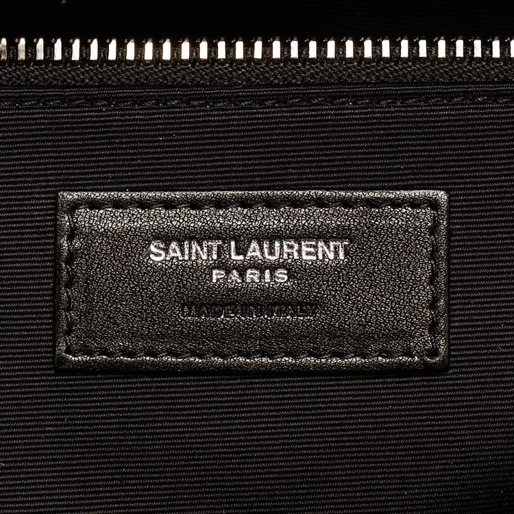 Pre Owned Saint Laurent Black Raffia Rive Gauche Logo Oversized Tote