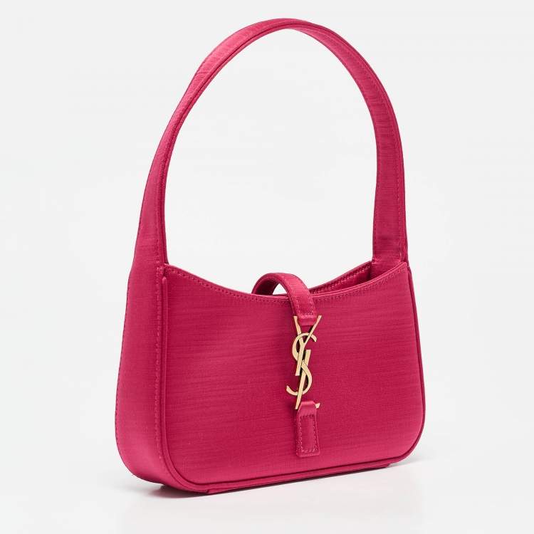 Pre Owned Saint Laurent Fuchsia Satin Mini LE 5 À 7 Pochette Bag