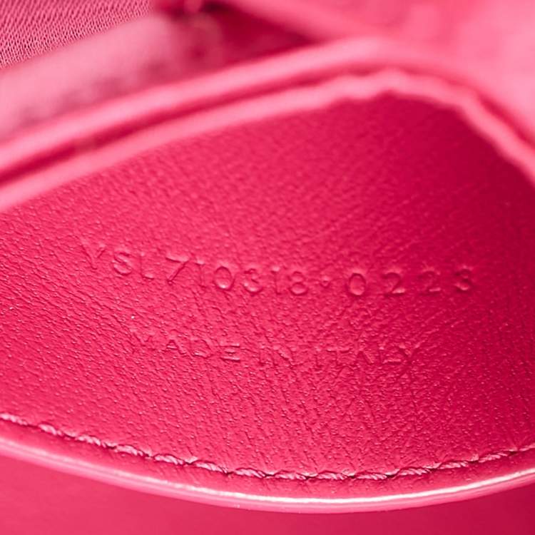 Pre Owned Saint Laurent Fuchsia Satin Mini LE 5 À 7 Pochette Bag