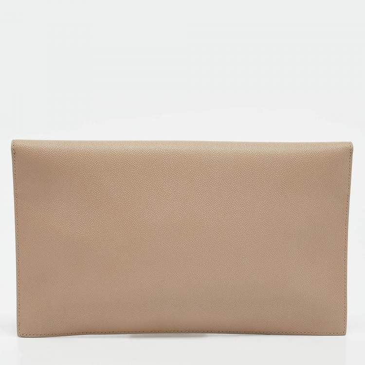 مملوكة مسبقًا Saint Laurent Beige Leather Uptown Pouch