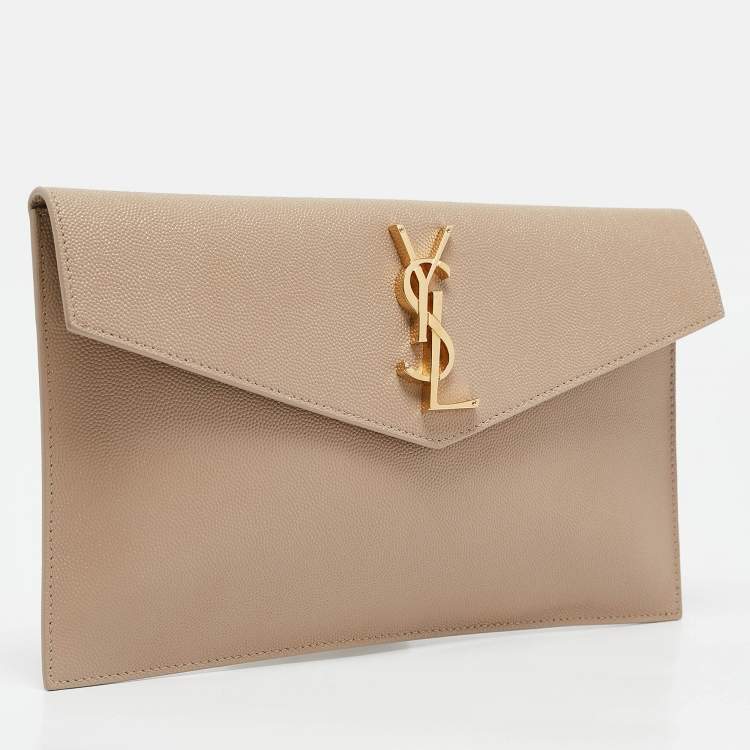 مملوكة مسبقًا Saint Laurent Beige Leather Uptown Pouch