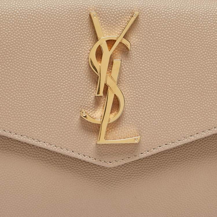 مملوكة مسبقًا Saint Laurent Beige Leather Uptown Pouch
