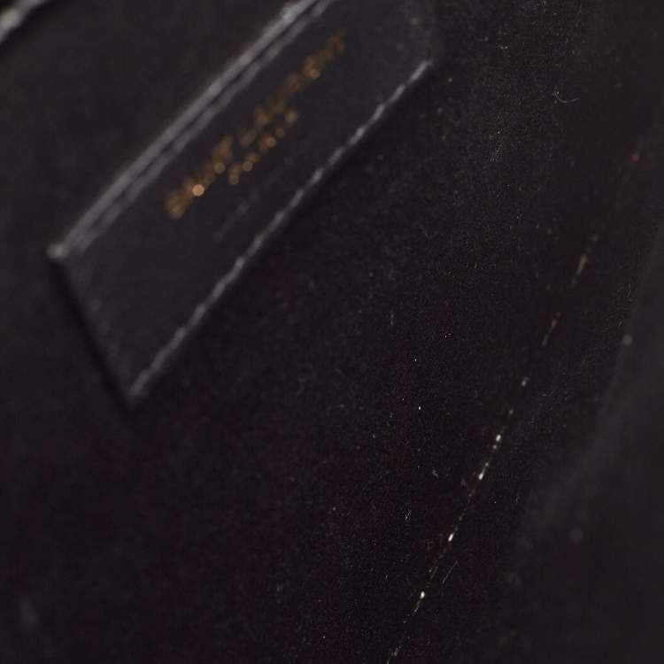 Pre Owned Saint Laurent Black Croc Embossed Leather Uptown Envelope Clutch