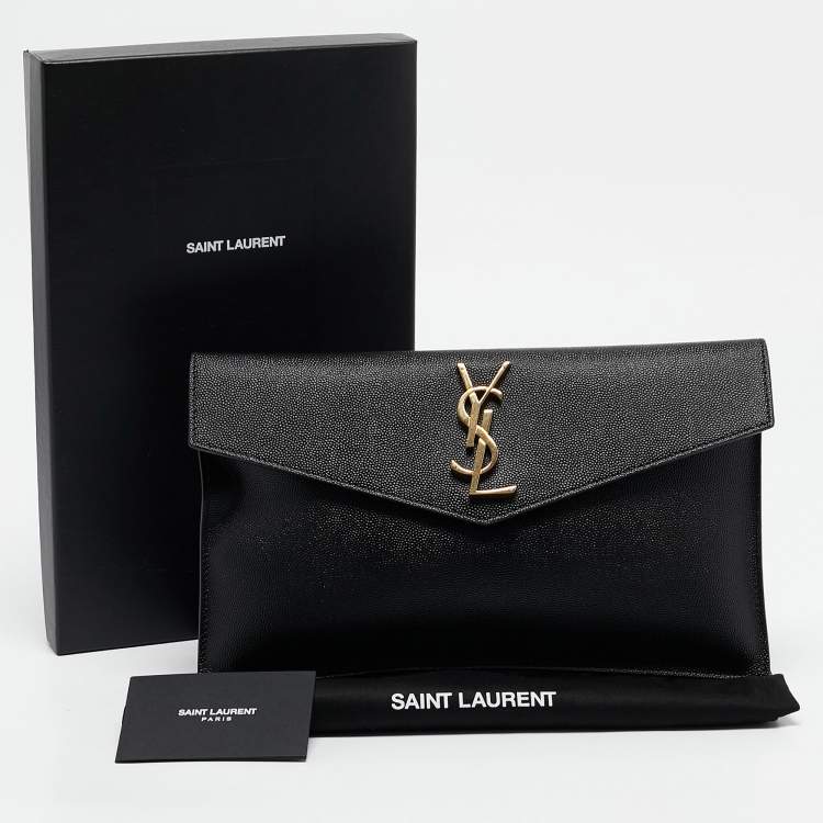 مملوكة مسبقًا Saint Laurent Black Leather Uptown Pouch
