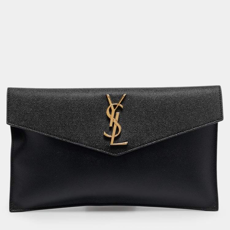 مملوكة مسبقًا Saint Laurent Black Leather Uptown Pouch