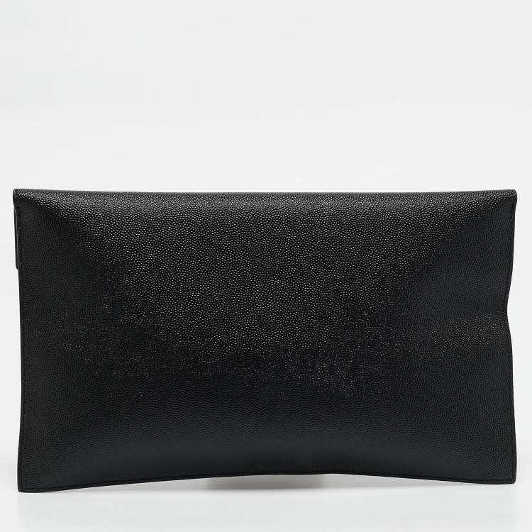 مملوكة مسبقًا Saint Laurent Black Leather Uptown Pouch