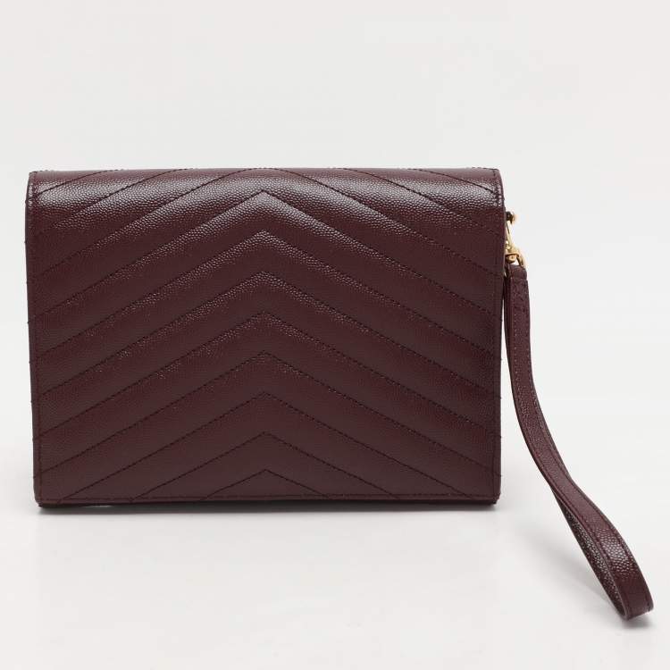 مملوكة مسبقًا Saint Laurent Paris Burgundy Leather Cassandre Flap Pouch