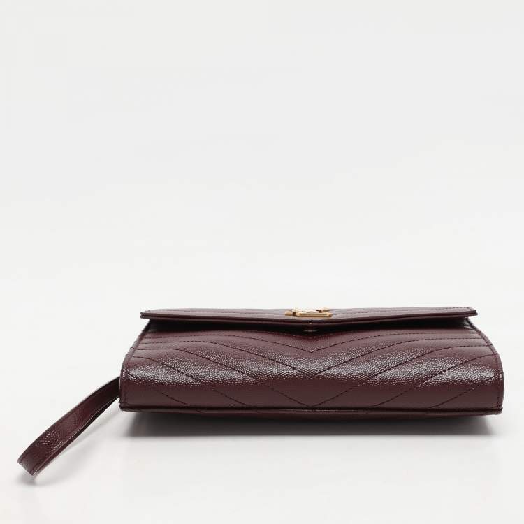 مملوكة مسبقًا Saint Laurent Paris Burgundy Leather Cassandre Flap Pouch
