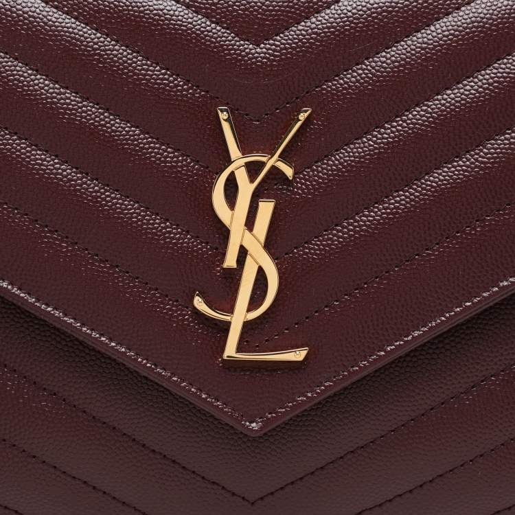 مملوكة مسبقًا Saint Laurent Paris Burgundy Leather Cassandre Flap Pouch