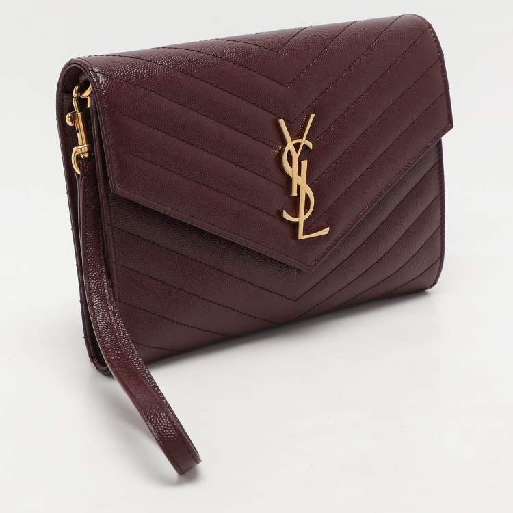مملوكة مسبقًا Saint Laurent Paris Burgundy Leather Cassandre Flap Pouch