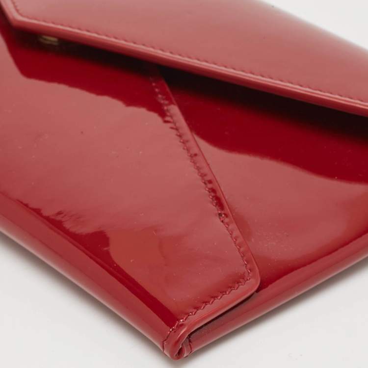 Pre Owned Saint Laurent Red Patent Leather Paloma Envelope Clutch