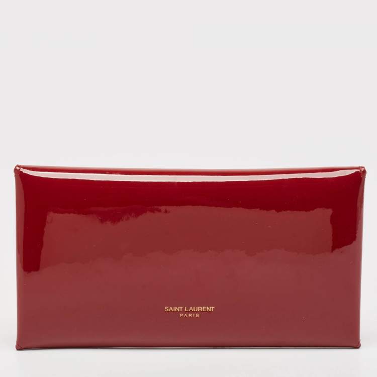Pre Owned Saint Laurent Red Patent Leather Paloma Envelope Clutch