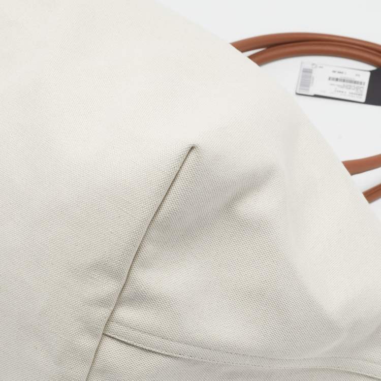 Pre Owned Saint Laurent Off White Canvas Maxi Rive Gauche Shopper Tote