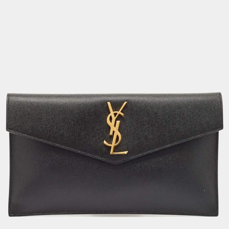 مملوكة مسبقًا Saint Laurent Black Leather Uptown Pouch