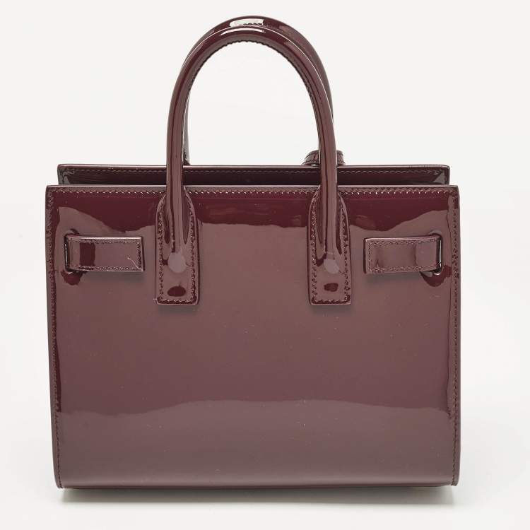 Pre Owned Saint Laurent Burgundy Patent Leather Nano Classic Sac De Jour Tote