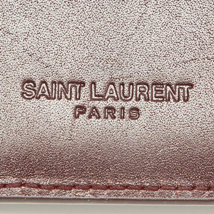 Pre Owned Saint Laurent Burgundy Leather Trifold Wallet