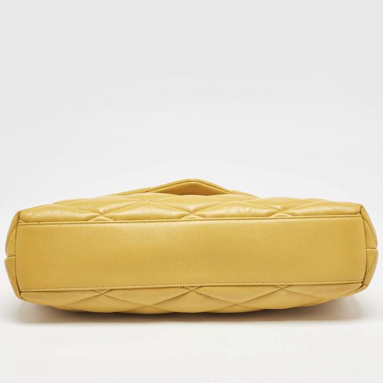 Pre Owned Saint Laurent Yellow Quilted Leather Puffer Envelope Clutch