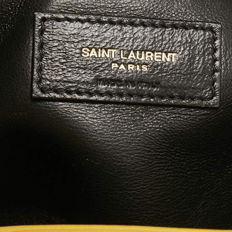 Pre Owned Saint Laurent Yellow Quilted Leather Puffer Envelope Clutch