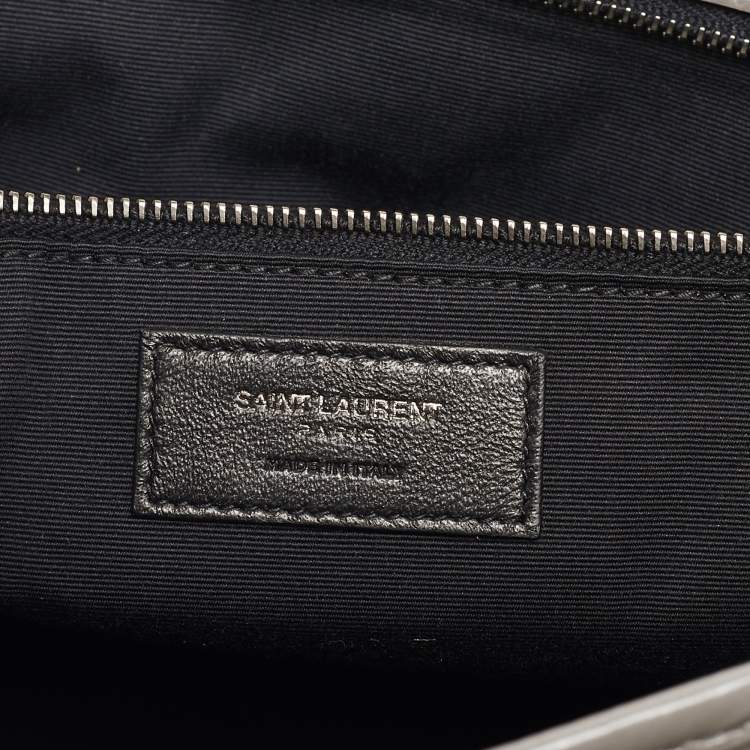 Pre Owned Saint Laurent Grey Crinkled Leather Large Niki Shoulder Bag