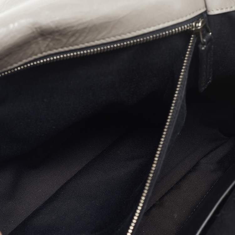 Pre Owned Saint Laurent Grey Crinkled Leather Large Niki Shoulder Bag